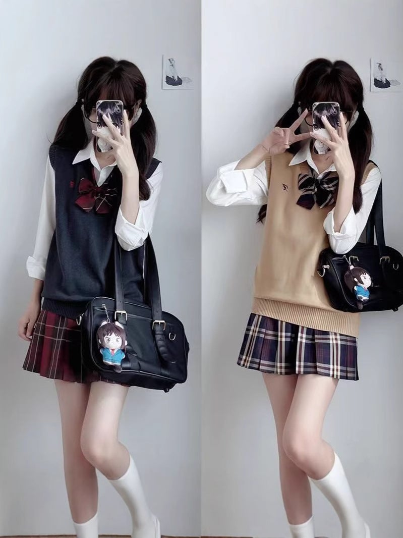 Jk Genuine Vest Knitwear V-Neck Japanese College Style Stacked Top Sweater Uniform For Small Man In - Image 2